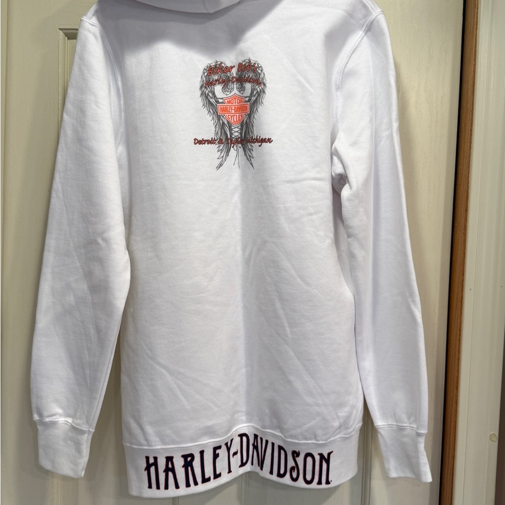 Harley-Davidson White Hoodie with Winged Logo - Picture 2 of 6